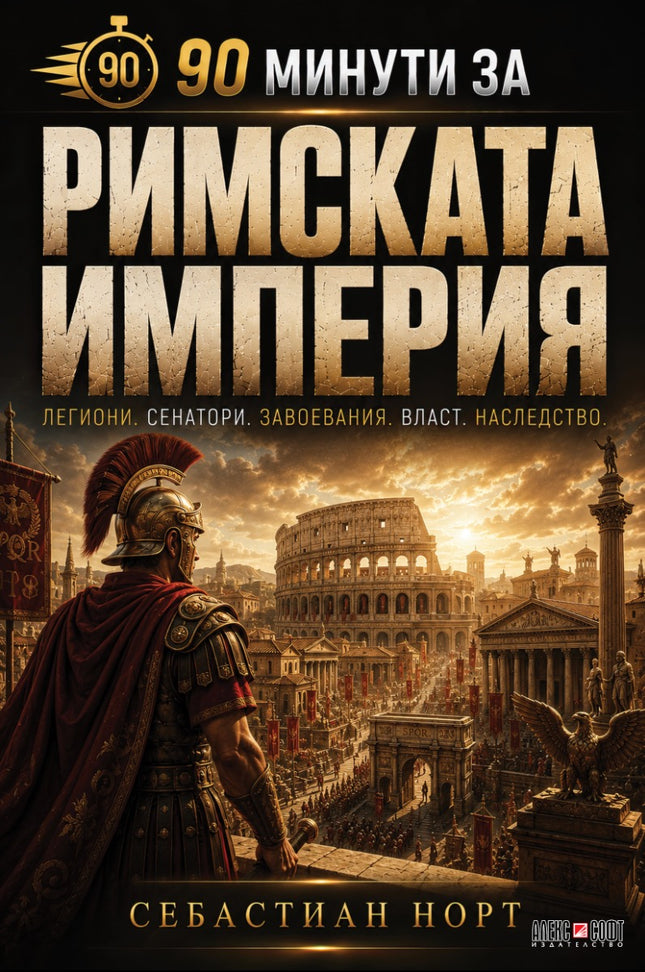 Предна корица на книгата 90 минути за Римската империя на Себастиан Норт