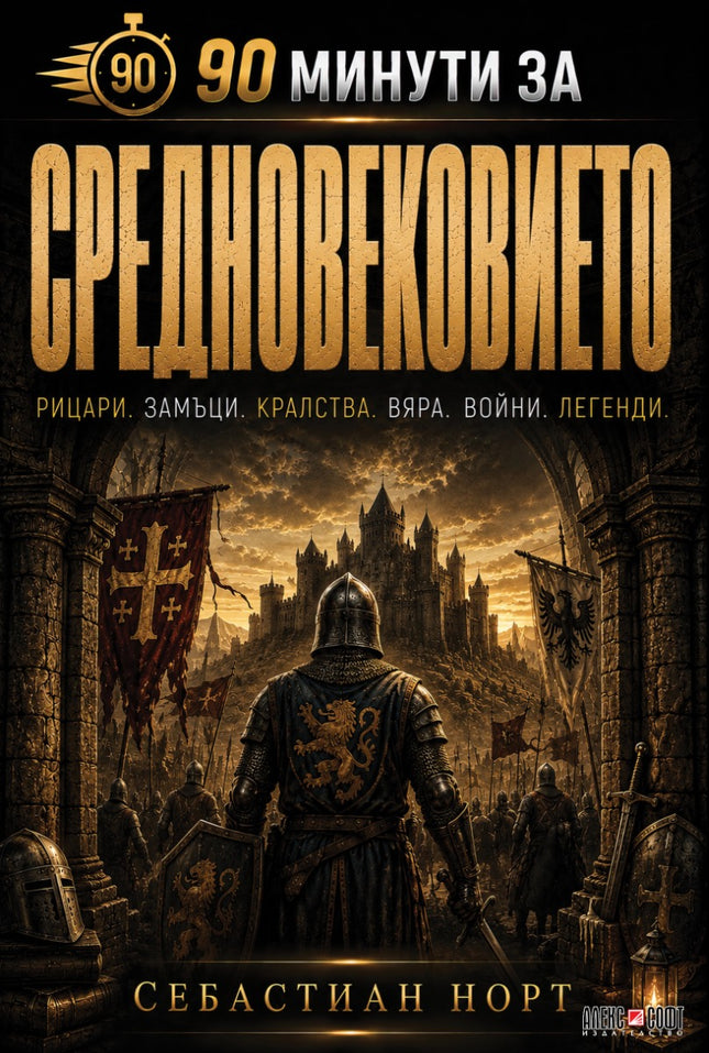 Предна корица на книгата 90 минути за Средновековието на Себастиан Норт