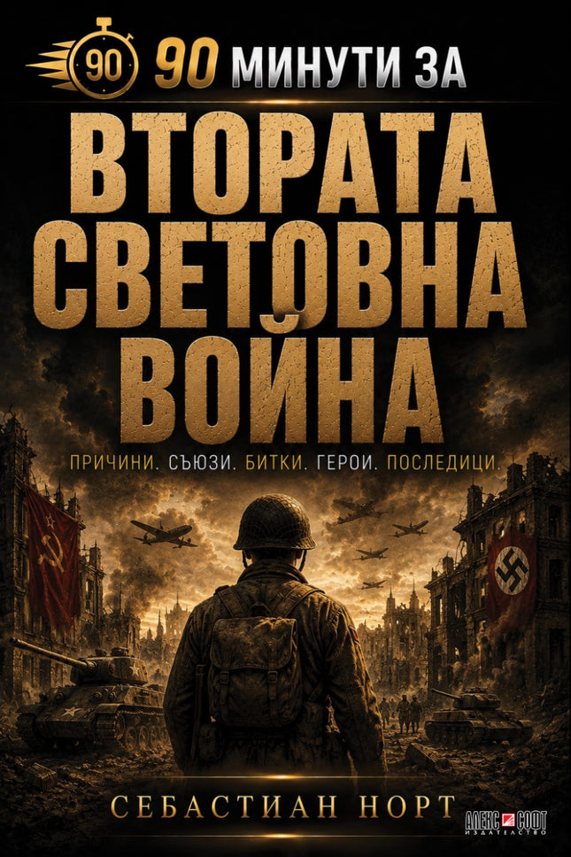 Предна корица на книгата 90 минути за Втората световна война на Себастиан Норт