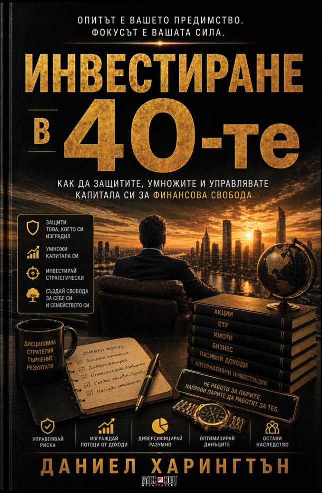 Предна корица на книгата Инвестиране в 40-те на Даниел Харингтън