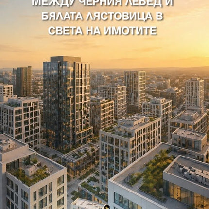 Предна корица на книгата Между черния лебед и бялата лястовица в света на имотите на Антон Праматаров